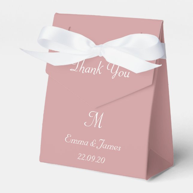 Modern Dusty Pink Monogram Wedding Thank You  Favour Box (Front Side)