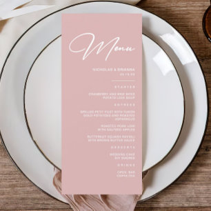 Modern Dusty Pink Wedding Menu