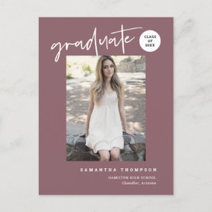 Modern Dusty Purple College High School Grad Photo Postcard