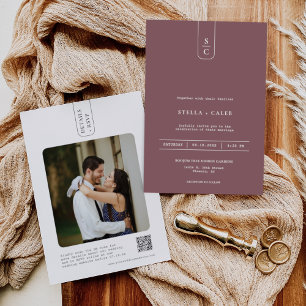 Modern Dusty Purple Minimal Geometric Arch QR Code Invitation