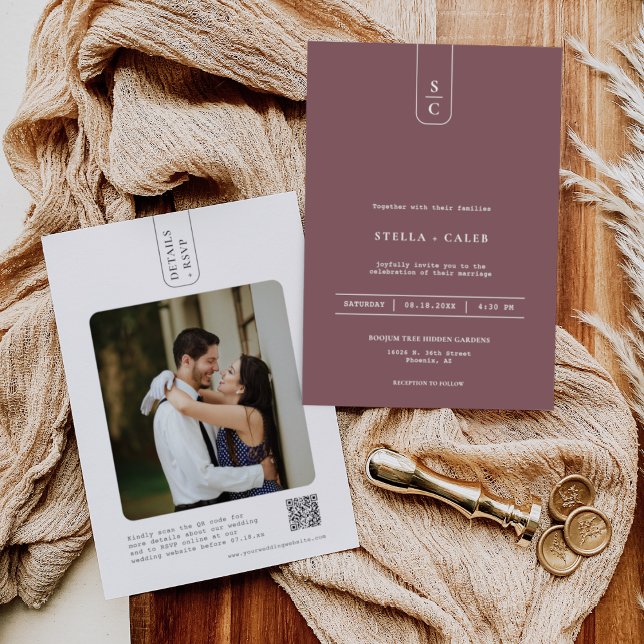 Modern Dusty Purple Minimal Geometric Arch QR Code Invitation (Creator Uploaded)