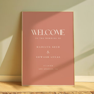 Modern Dusty Rose Bold Typography Wedding Welcome Poster