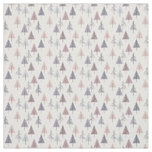 Modern Dusty Rose Christmas Trees Fabric