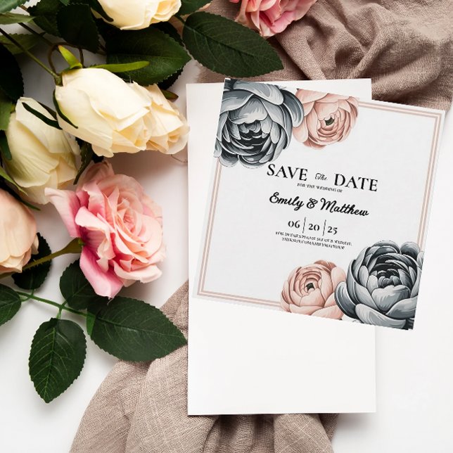 Modern Dusty Rose Designer Save The Date (Creator Uploaded)