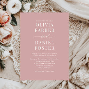 Modern Dusty Rose Elegant Minimalist Wedding Invitation