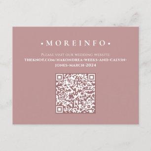 Modern Dusty Rose Floral Minimalist QR Code RSVP Enclosure Card
