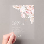 Modern dusty rose floral wedding  acrylic invitations<br><div class="desc">dusty rose wedding invite. You can personalise the invitation with your names and wedding details,  including the date,  time,  and location.</div>