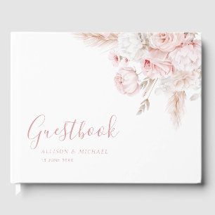 modern dusty rose floral wedding guestbook