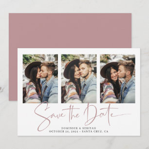 Modern Dusty Rose Handwritten Save the Date