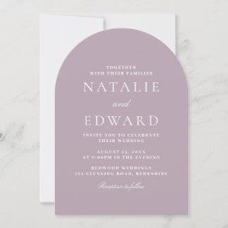 Modern Dusty Rose & Mauve Modern Arch Wedding Invitation
