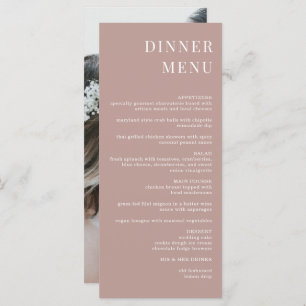 Modern Dusty Rose Minimalist Photo Dinner Menu