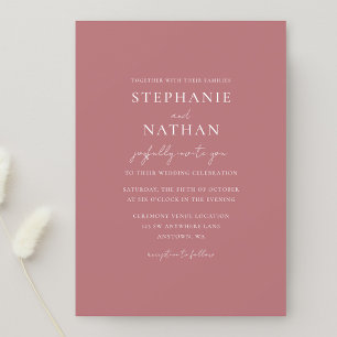 Modern Dusty Rose Minimalist Wedding Invitation