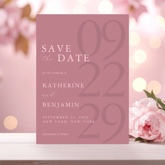 Modern Dusty Rose Minimalist Wedding Save The Date (Creator Uploaded)