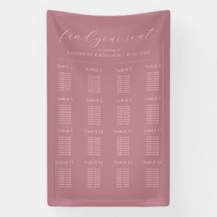 Modern Dusty Rose Minimalist Wedding Seating Chart Banner