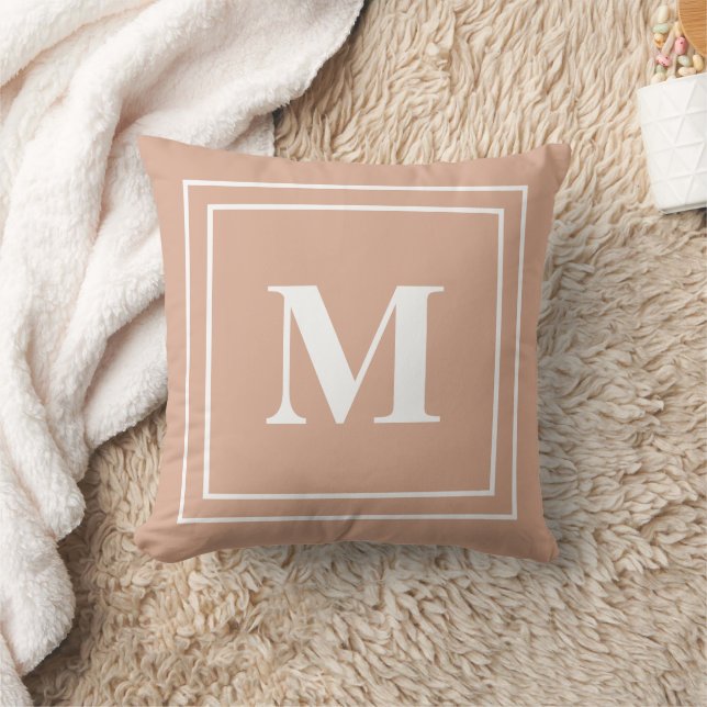 Modern Dusty Rose Monogram Throw Pillow (Blanket)