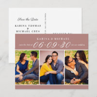 Modern Dusty Rose Photo Collage Save the Date