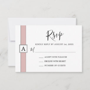 Modern Dusty Rose Pink Monogram Wedding RSVP Card