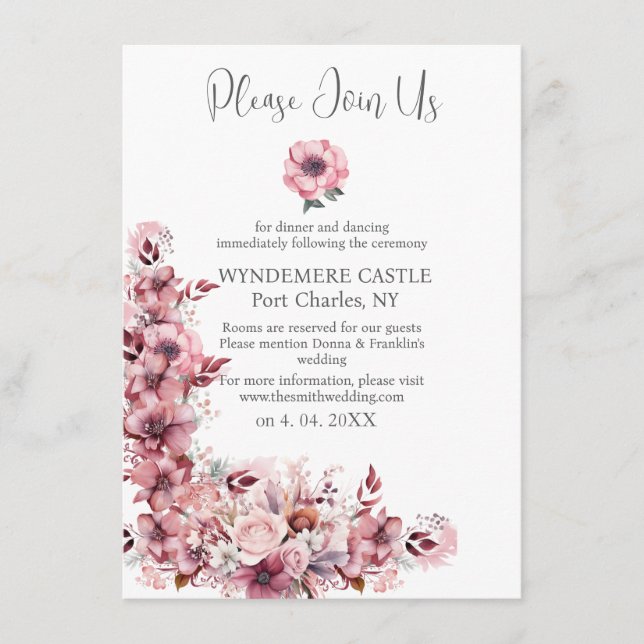 Modern Dusty Rose Pink QR Code Wedding Enclosure Card (Front)