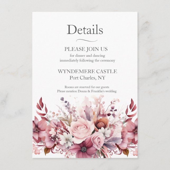 Modern Dusty Rose Pink Wedding Enclosure Card (Front)