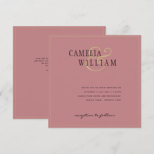 Modern Dusty Rose Pink Wedding Invitation