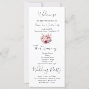Modern Dusty Rose Pink Wedding Program