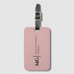 Modern Dusty Rose Trendy Stylish Monogram Luggage Tag
