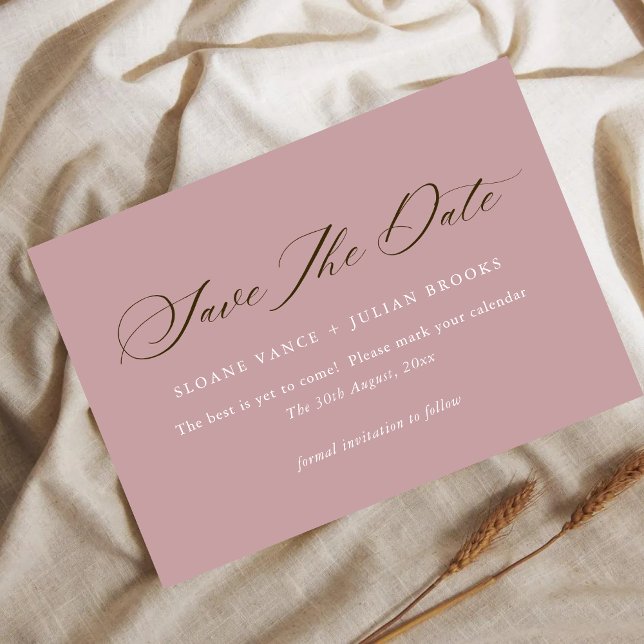 Modern Dusty Rose Typography Save the Date Card  (Creator Uploaded)