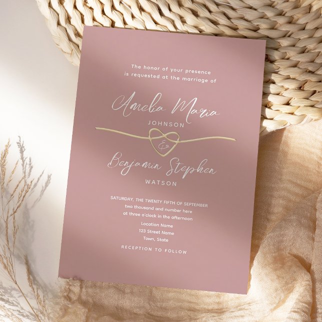 Modern Dusty Rose Wedding Invitation (Creator Uploaded)