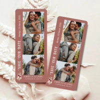 Modern Dusty Rosewood Photo Strip Save the Date