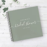 Modern Dusty Sage Chic Script Bridal Shower Guest<br><div class="desc">This modern calligraphy guest book is perfect for a simple yet beautiful bridal shower. The neutral design features your name and date of celebration in minimalist typography alongside a romantic and whimsical script. This is the dusty sage green version but feel free to change the background colour to any other...</div>