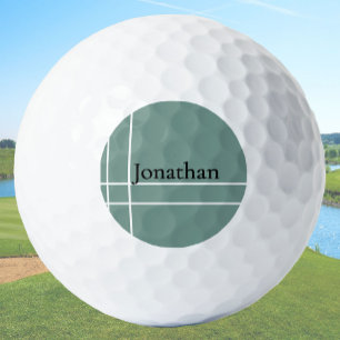Modern dusty sage minimalist custom name  golf balls