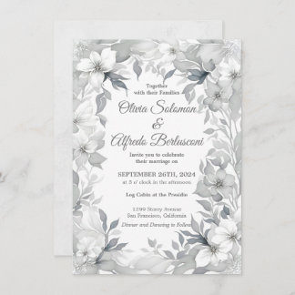 Modern Dusty silver elegant style Wedding Invite