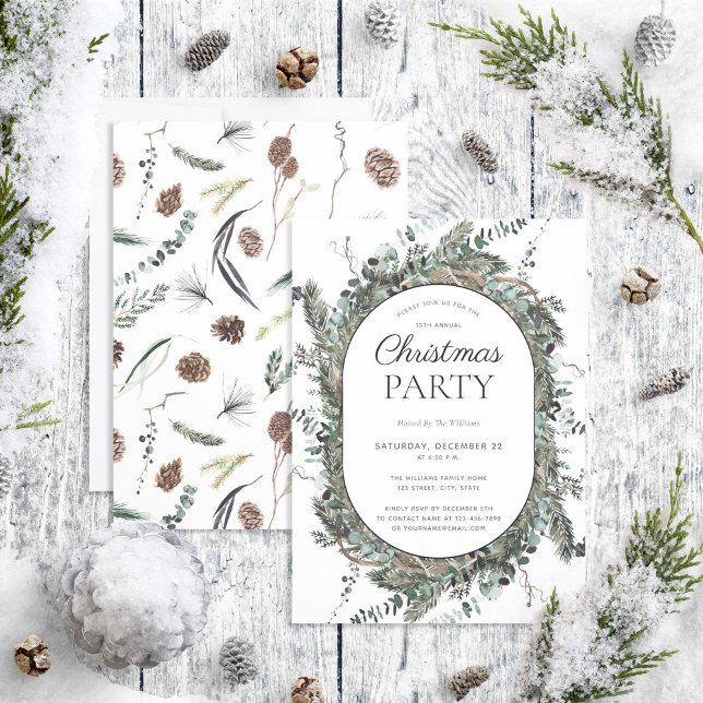 Modern Dusty Winter Watercolor Christmas Party Invitation (Creator Uploaded)