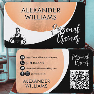 Modern Dynamic QRcode Personal Trainer Fitness Business Card
