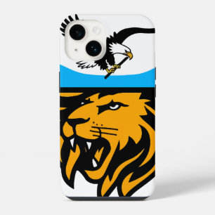 Modern Eagle and Lion Design with Half-Moon iPhone 14 Case