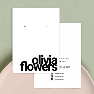 Modern Earring Bold Black and White Business Card