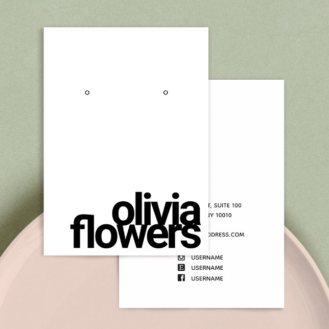 Modern Earring Bold Black and White Business Card (Creator Uploaded)