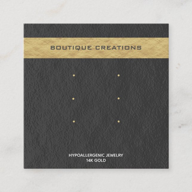 Modern Earring Display Three Pairs Grey Gold Square Business Card (Front)