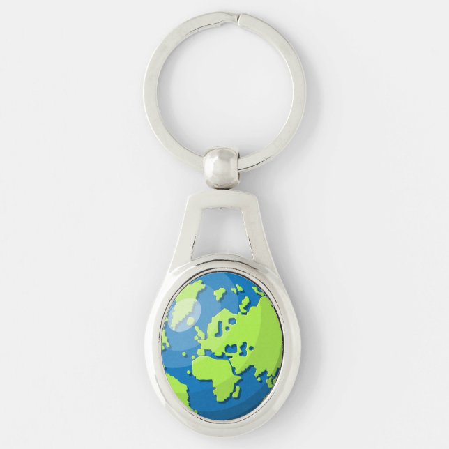 Modern Earth Globe Map – Wanderlust Travel Gift Key Ring (Front)