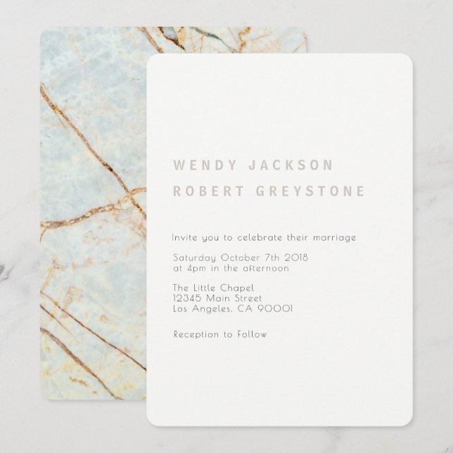 Modern Earth Marble Wedding Invitation (Front/Back)
