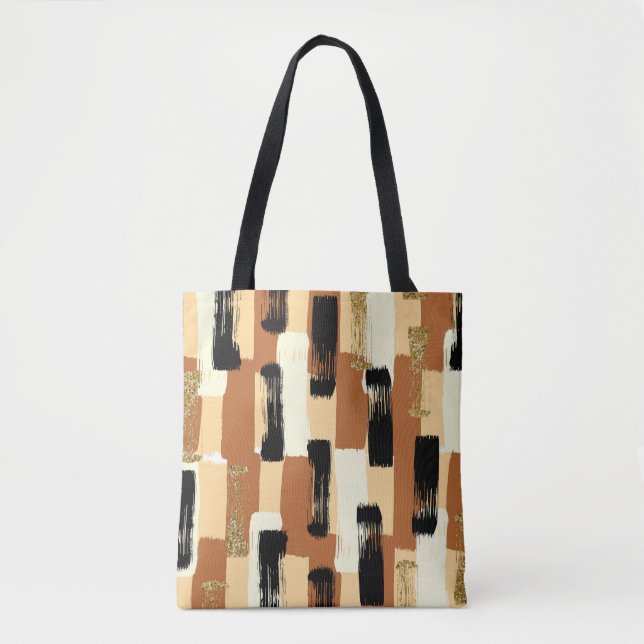 Modern Earth Tone Abstract Brushstroke Tote Bag (Front)