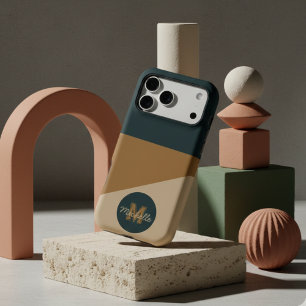 Modern Earth Tone Colorblock Quiet Luxury Monogram