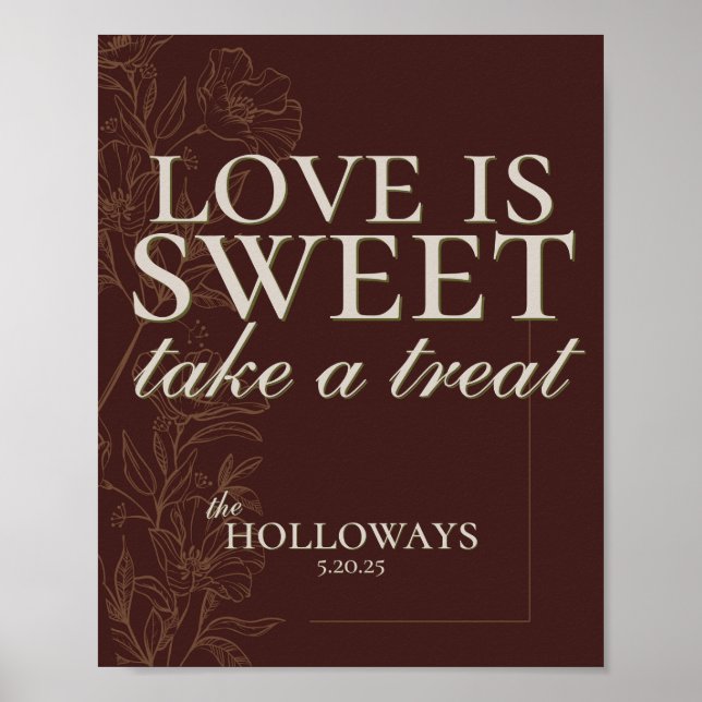  Modern Earth Tone Treat Wedding Table Sign (Front)