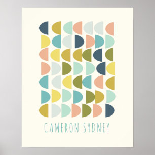 Modern Earth Tones Geometric Shapes Personalized Poster