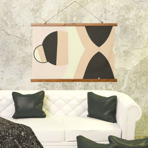 Modern Earth Tones Waves Balls Abstract Art Hanging Tapestry