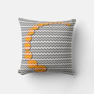 Modern Earth Yellow Grey Chevron Zigzag Pattern Cushion