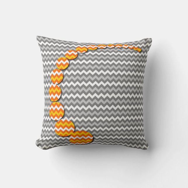 Modern Earth Yellow Grey Chevron Zigzag Pattern Cushion (Front)