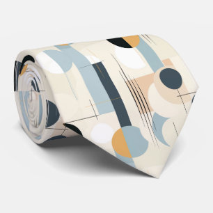 Modern Earthy Abstract Geometric Neutral (1) Tie
