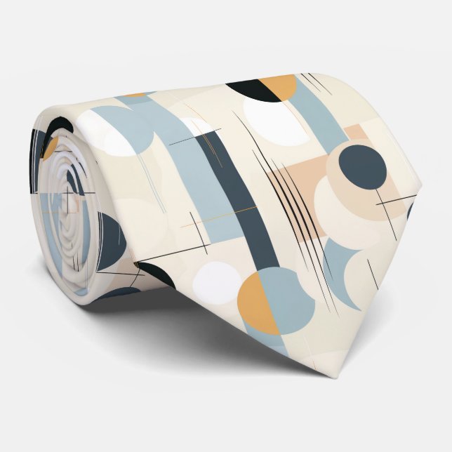Modern Earthy Abstract Geometric Neutral (1) Tie (Rolled)