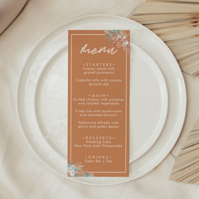Modern Earthy Boho Floral Wedding Menu (Creator Uploaded)